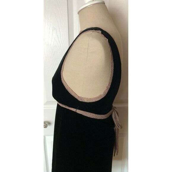 Free People Black Blush Lace Velvet Sleeveless Waist Tie Dress Women's Size M - Picture 4 of 11